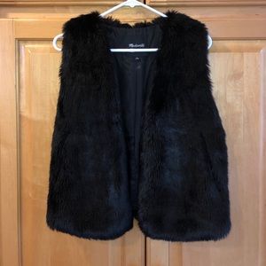 Madewell Black Faux Fur Vest